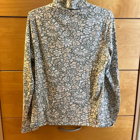 Sage Green Etched Flowers Turtleneck tee by Peruvian Connection - Picture 4 of 6